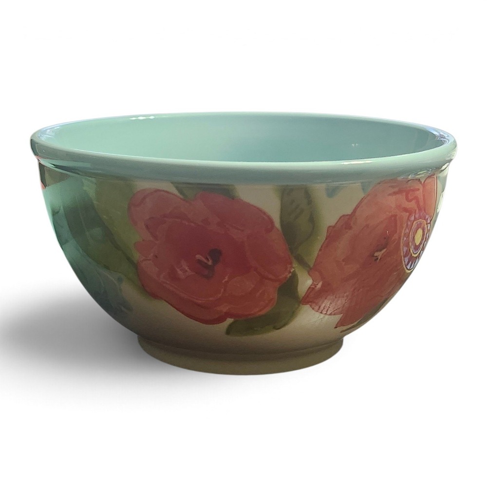 The Pioneer Woman Vintage Floral 7" Footed Serving Bowl Teal Interior Retired